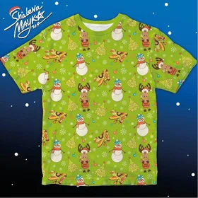 Прикольные футболки: Новогодняя - снеговики и олени